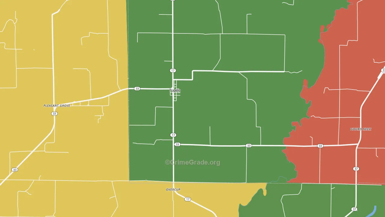 Tupelo, AR Map of Drug-Related Crime Rates