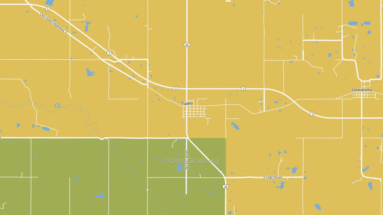 Tupelo, OK Map of Drug-Related Crime Rates