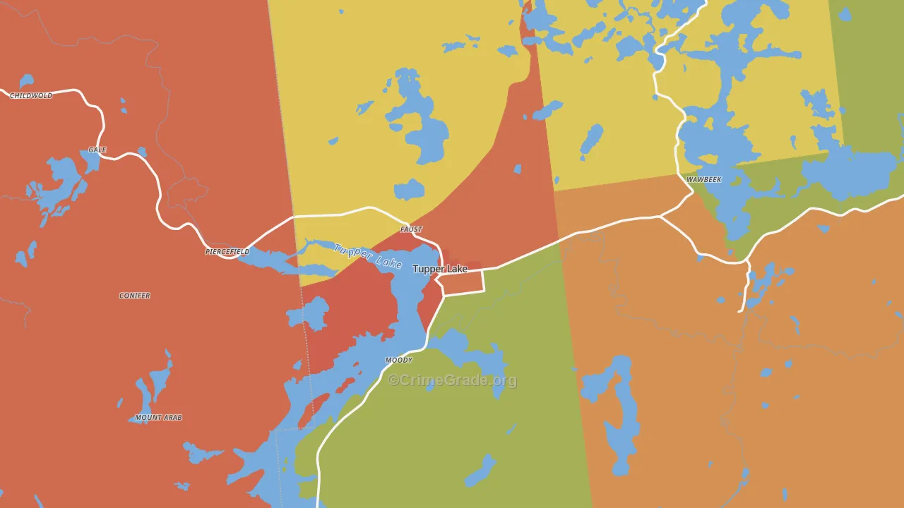 Tupper Lake, NY Map of Drug-Related Crime Rates