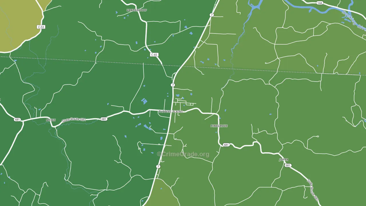Tuppers Plains, OH Map of Drug-Related Crime Rates