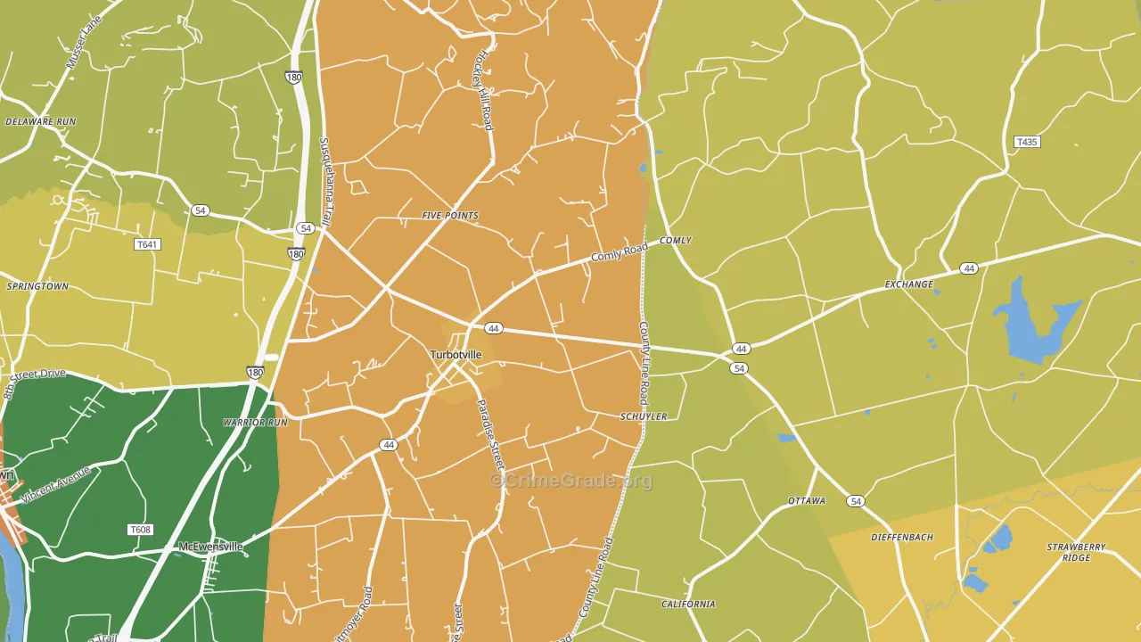 Turbotville, PA Map of Drug-Related Crime Rates