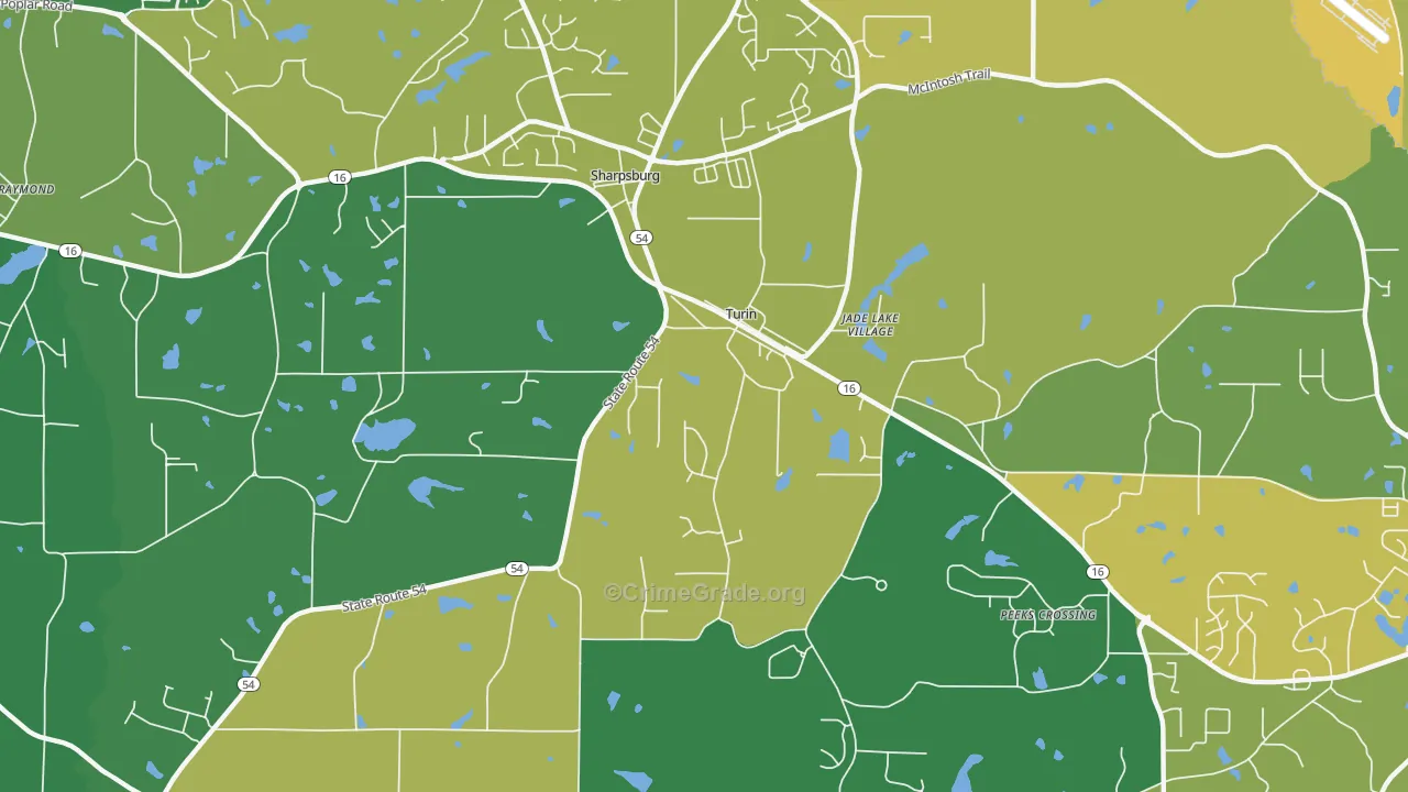 Turin, GA Map of Drug-Related Crime Rates
