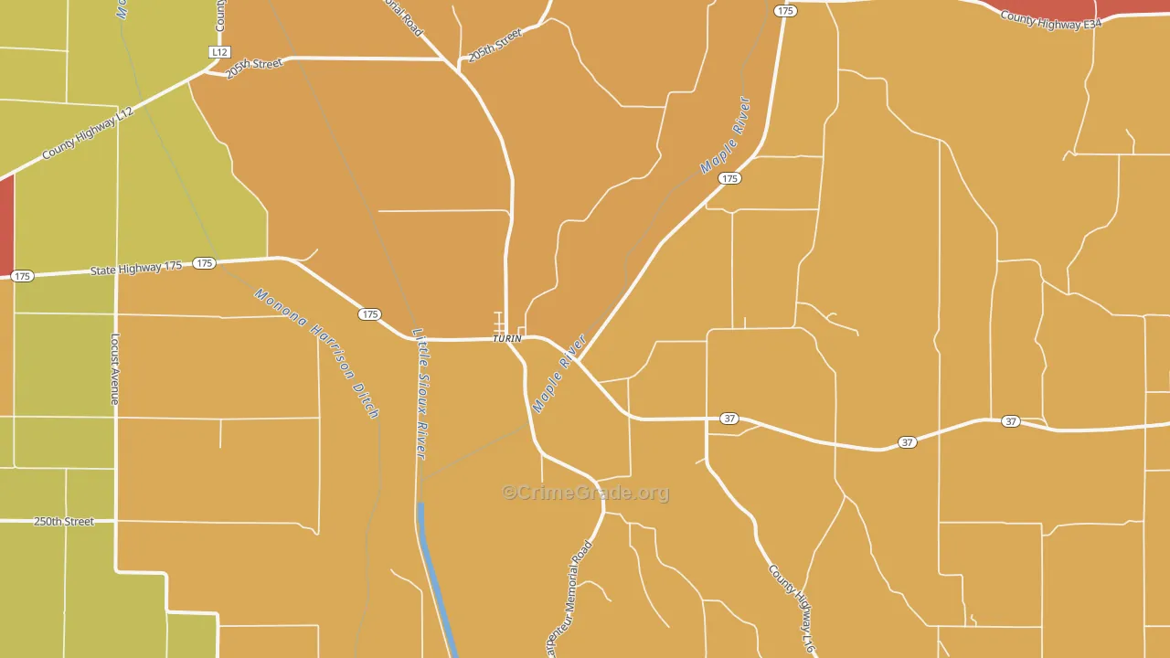 Turin, IA Map of Drug-Related Crime Rates