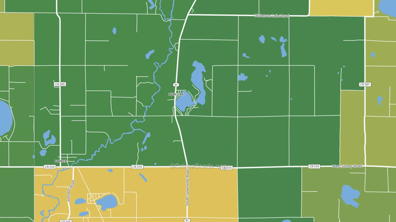 Turk Lake, MI Map of Drug-Related Crime Rates