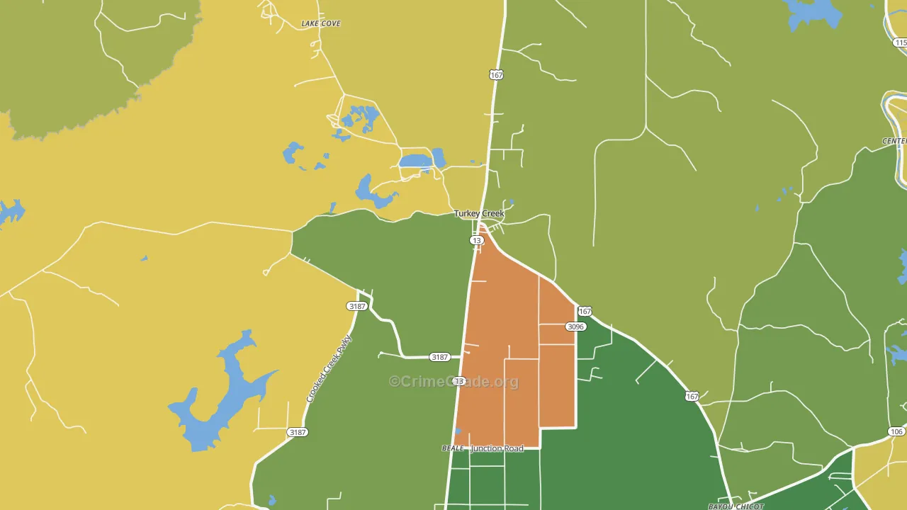 Turkey Creek, LA Map of Drug-Related Crime Rates