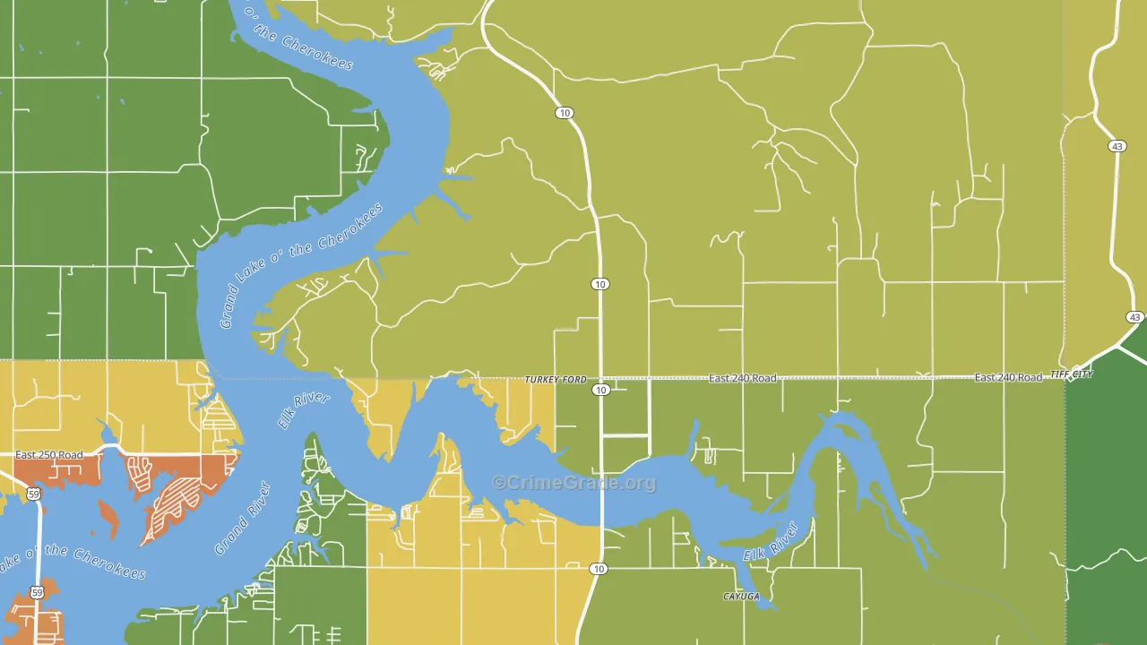 Turkey Ford, OK Map of Drug-Related Crime Rates