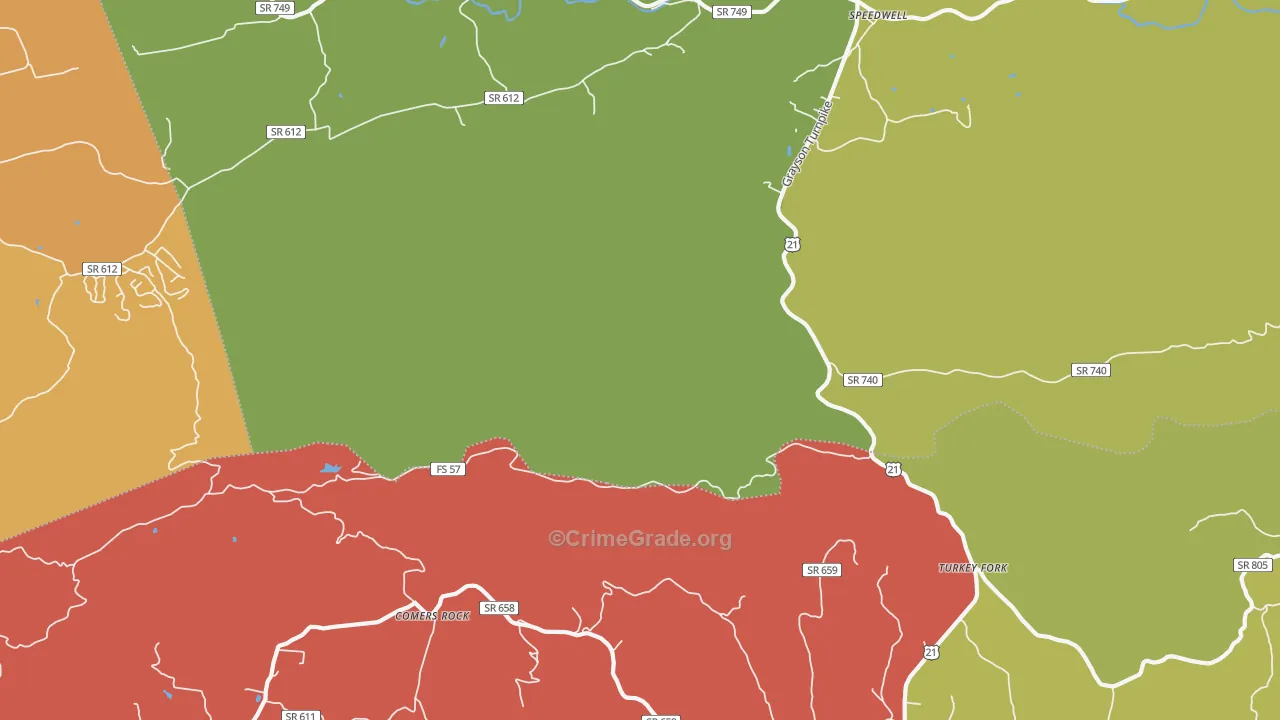 Turkey Fork, VA Map of Drug-Related Crime Rates