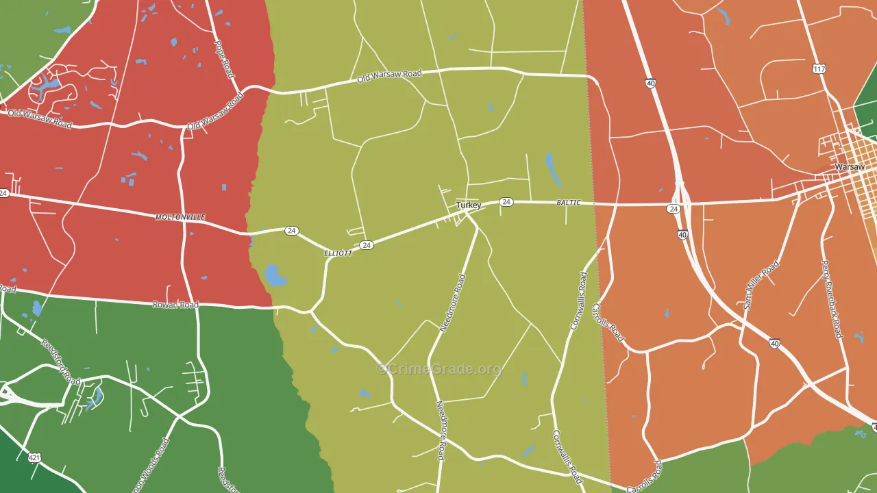 Turkey, NC Map of Drug-Related Crime Rates