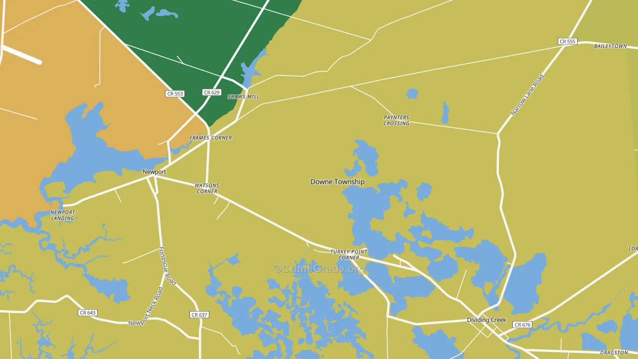 Turkey Point Corner, NJ Map of Drug-Related Crime Rates