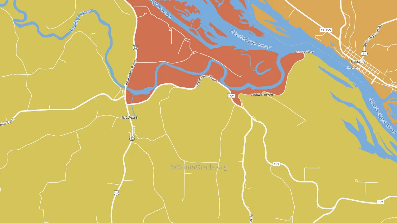 Turkey River, IA Map of Drug-Related Crime Rates
