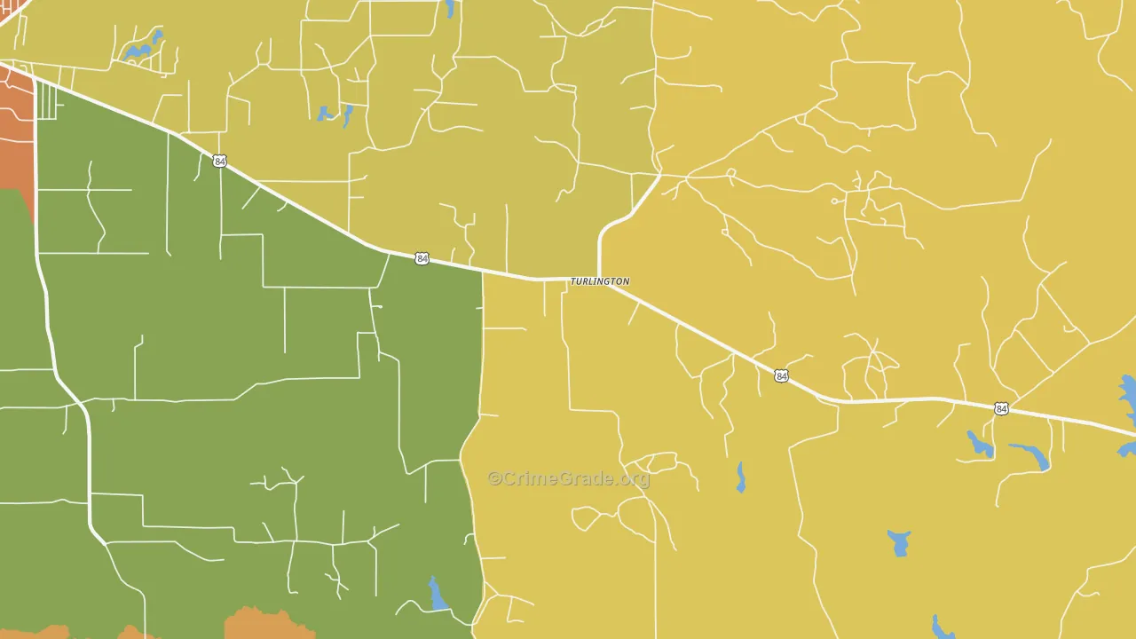 Turlington, TX Map of Drug-Related Crime Rates