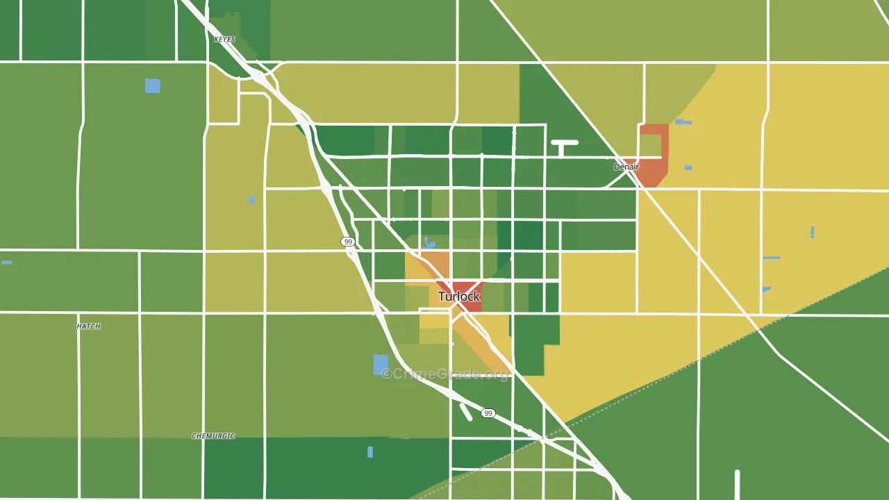 Turlock, CA Map of Drug-Related Crime Rates