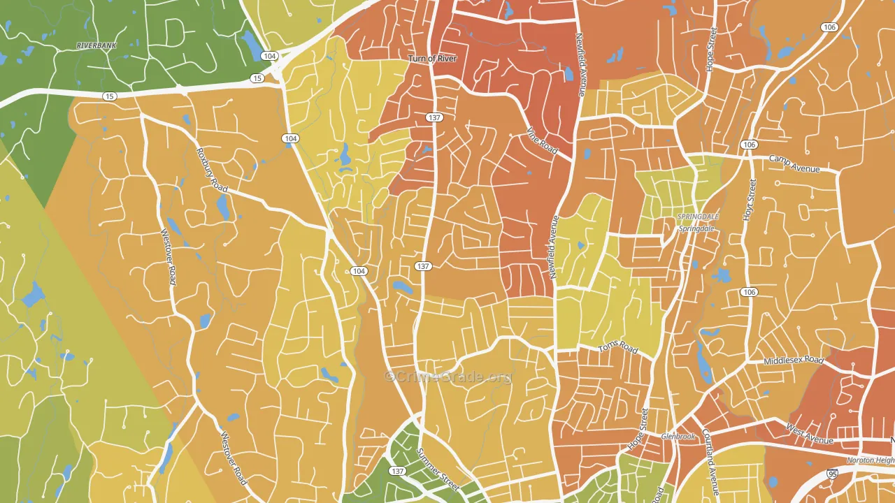 Turn of River, Stamford, CT Map of Drug-Related Crime Rates