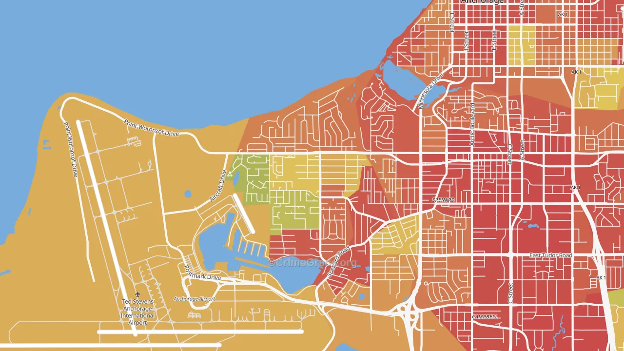 Turnagain, Anchorage, AK Map of Drug-Related Crime Rates