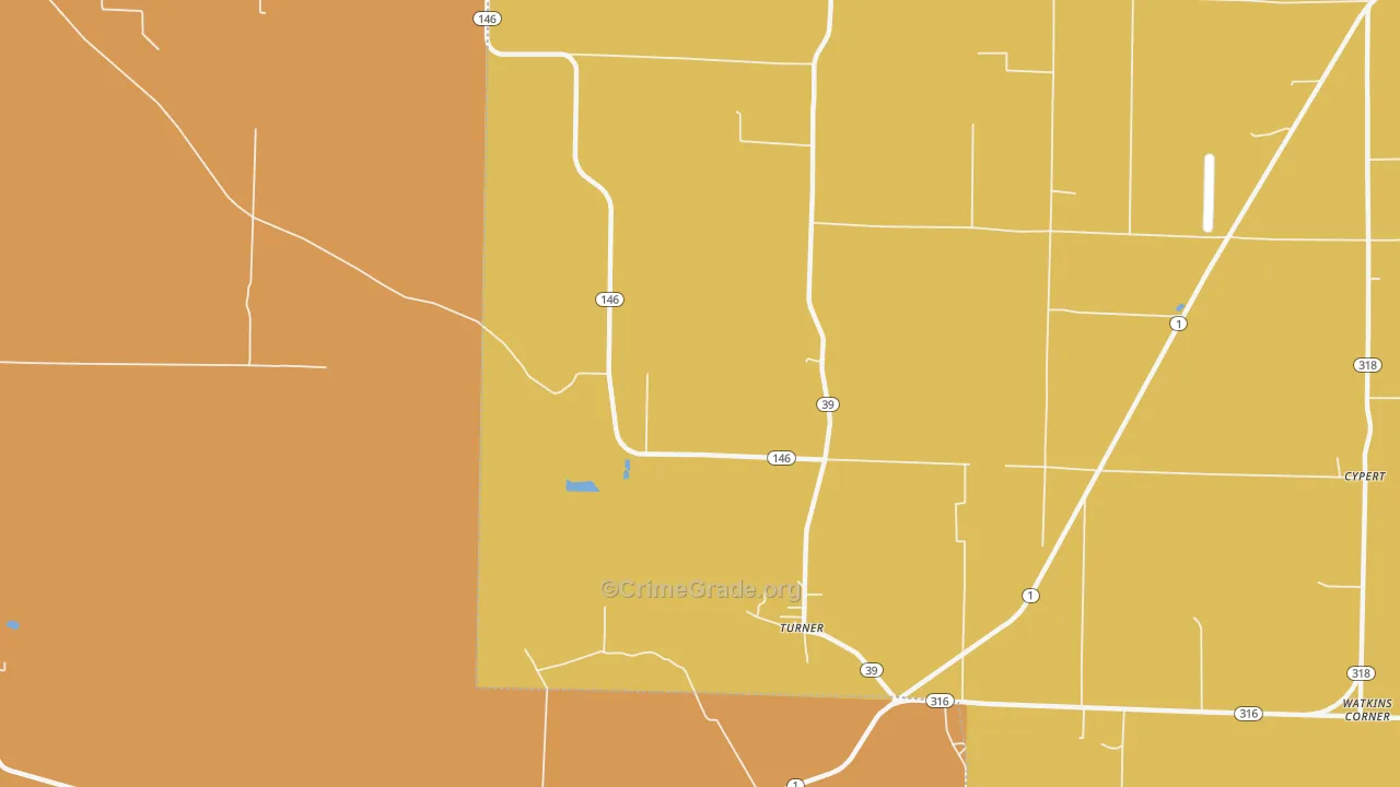 Turner, AR Map of Drug-Related Crime Rates