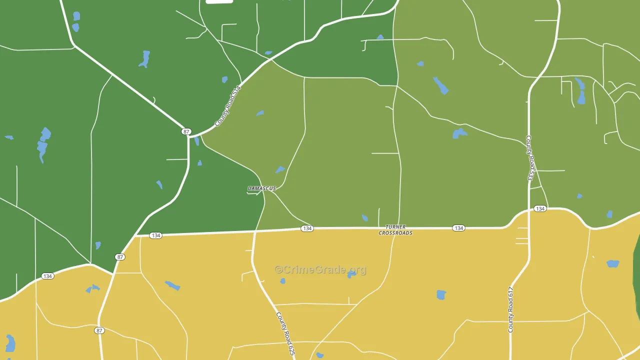 Turner Crossroads, AL Map of Drug-Related Crime Rates