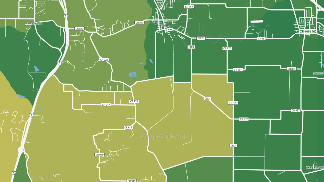 Turner, OR Map of Drug-Related Crime Rates