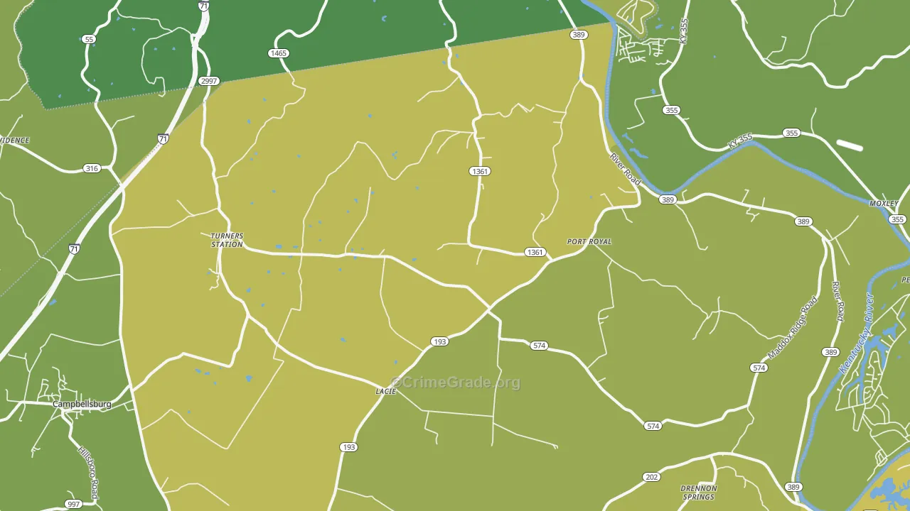 Turners Station, KY Map of Drug-Related Crime Rates