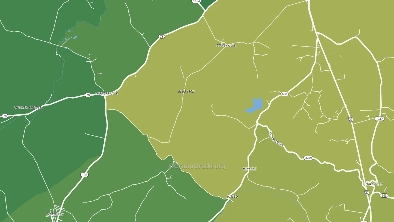 Turnersville, KY Map of Drug-Related Crime Rates