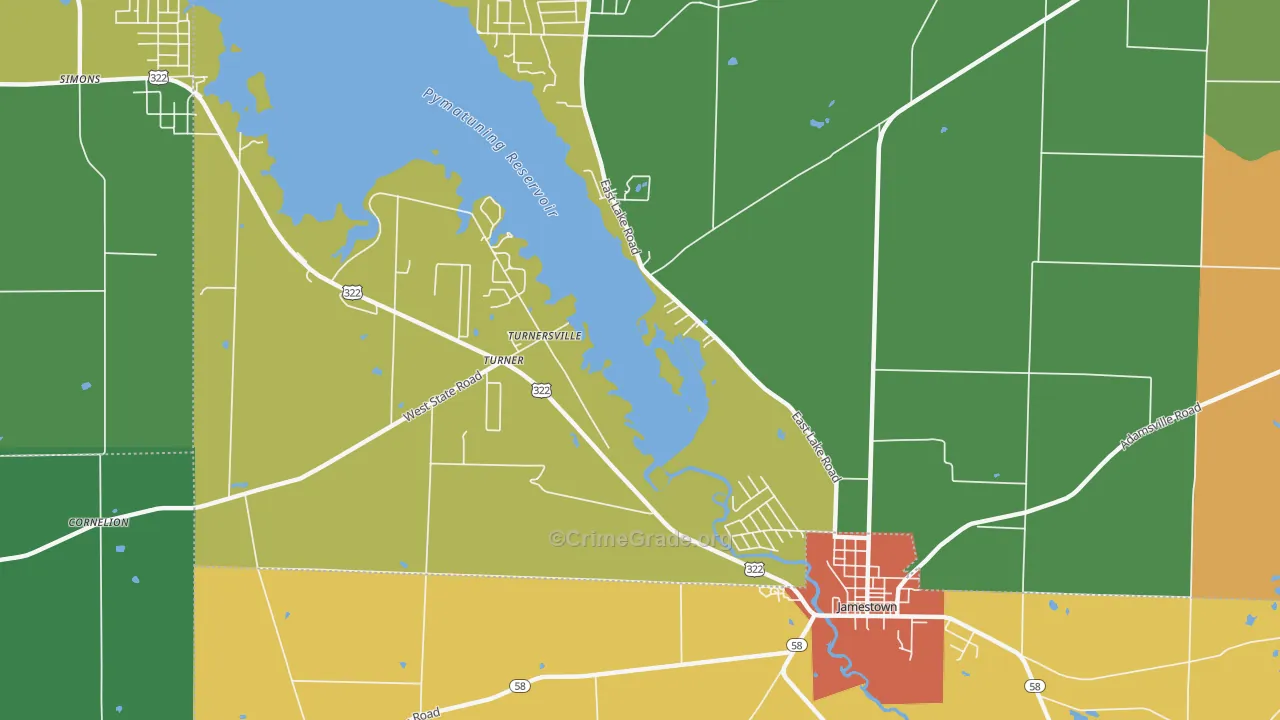 Turnersville, PA Map of Drug-Related Crime Rates