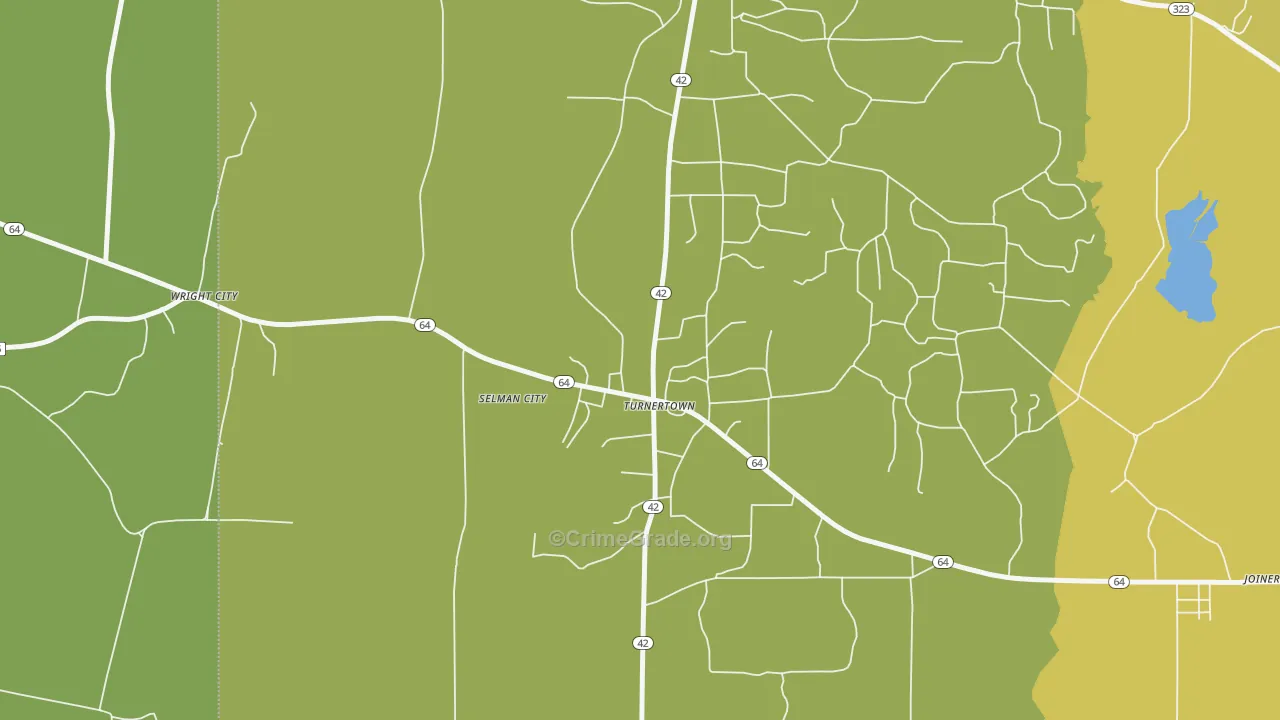 Turnertown, TX Map of Drug-Related Crime Rates