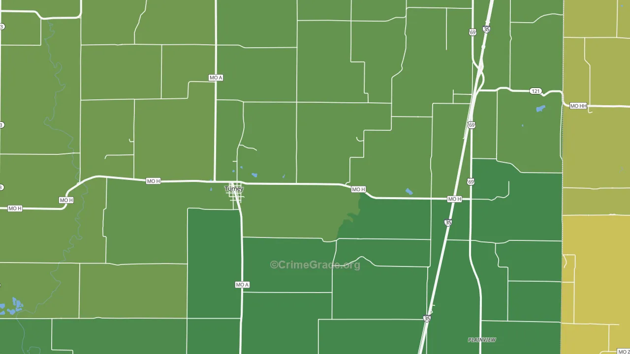 Turney, MO Map of Drug-Related Crime Rates