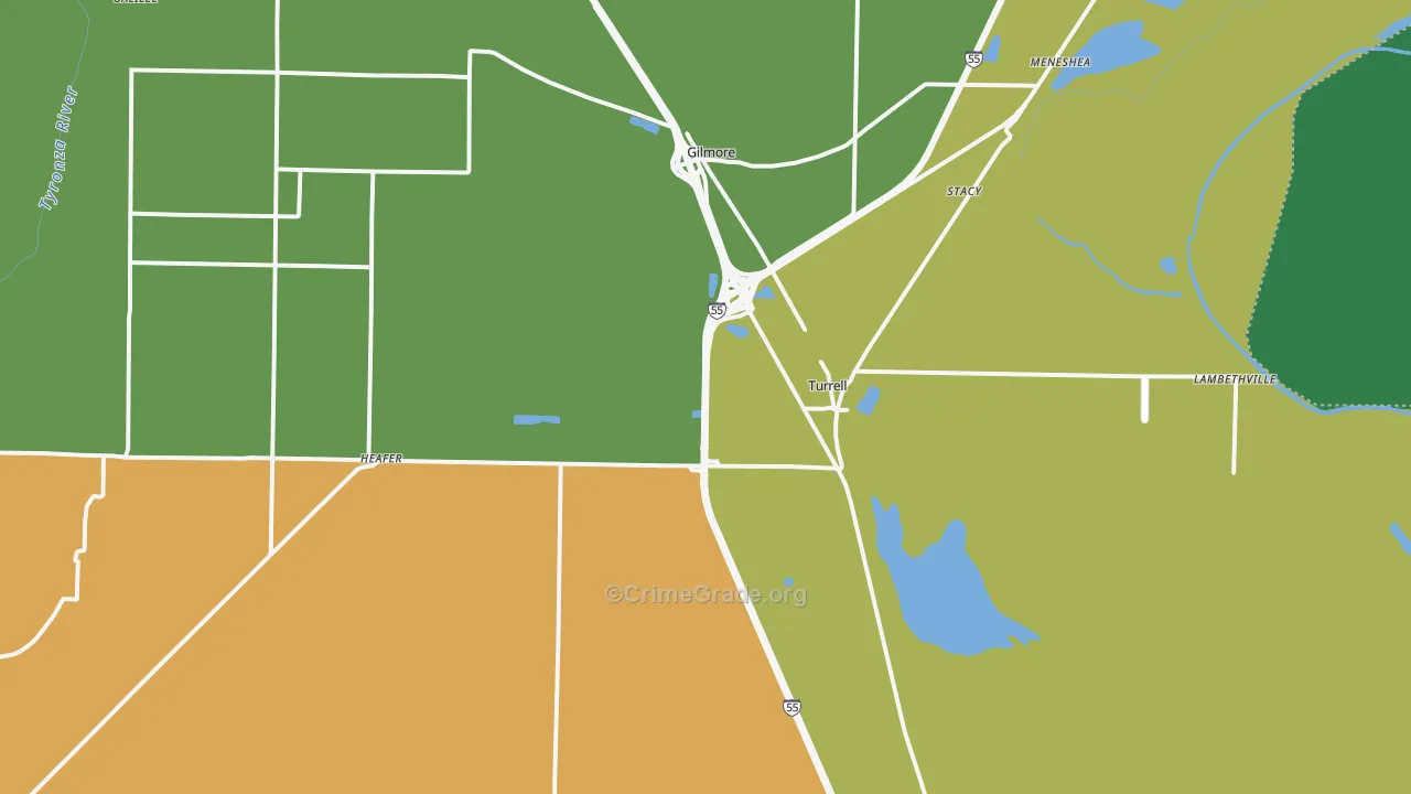 Turrell, AR Map of Drug-Related Crime Rates