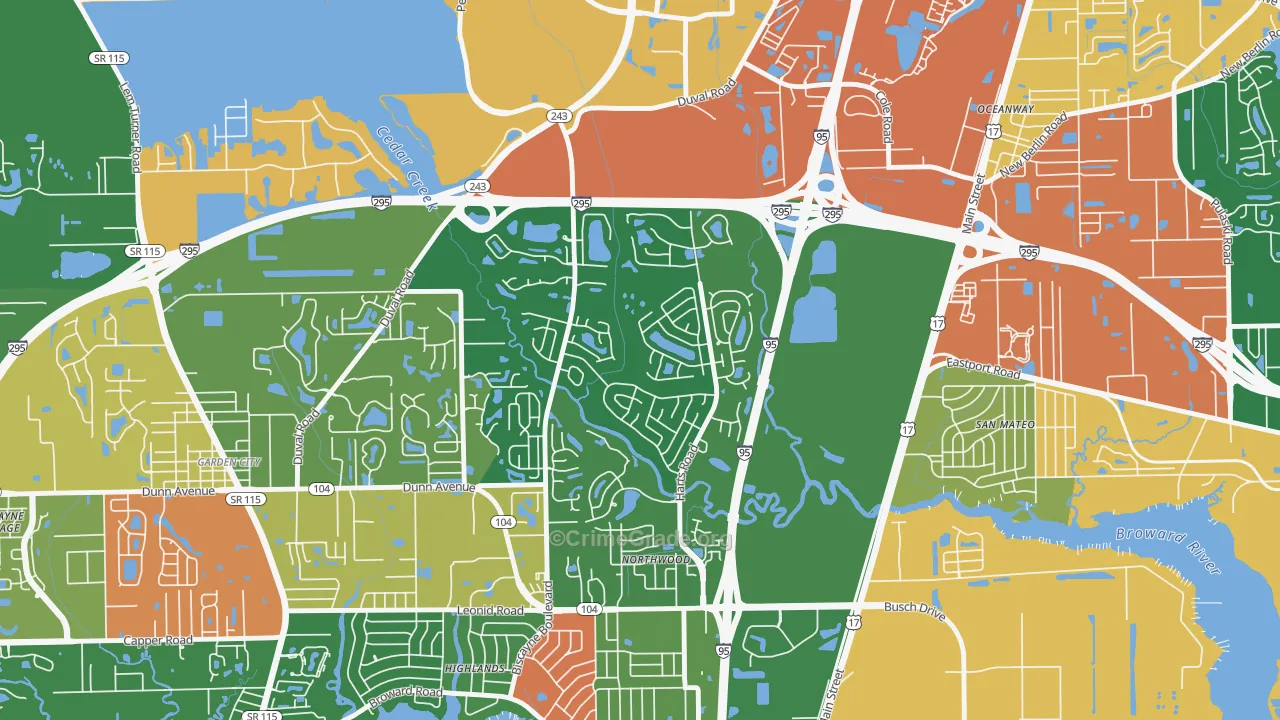 Turtle Creek, Jacksonville, FL Map of Drug-Related Crime Rates