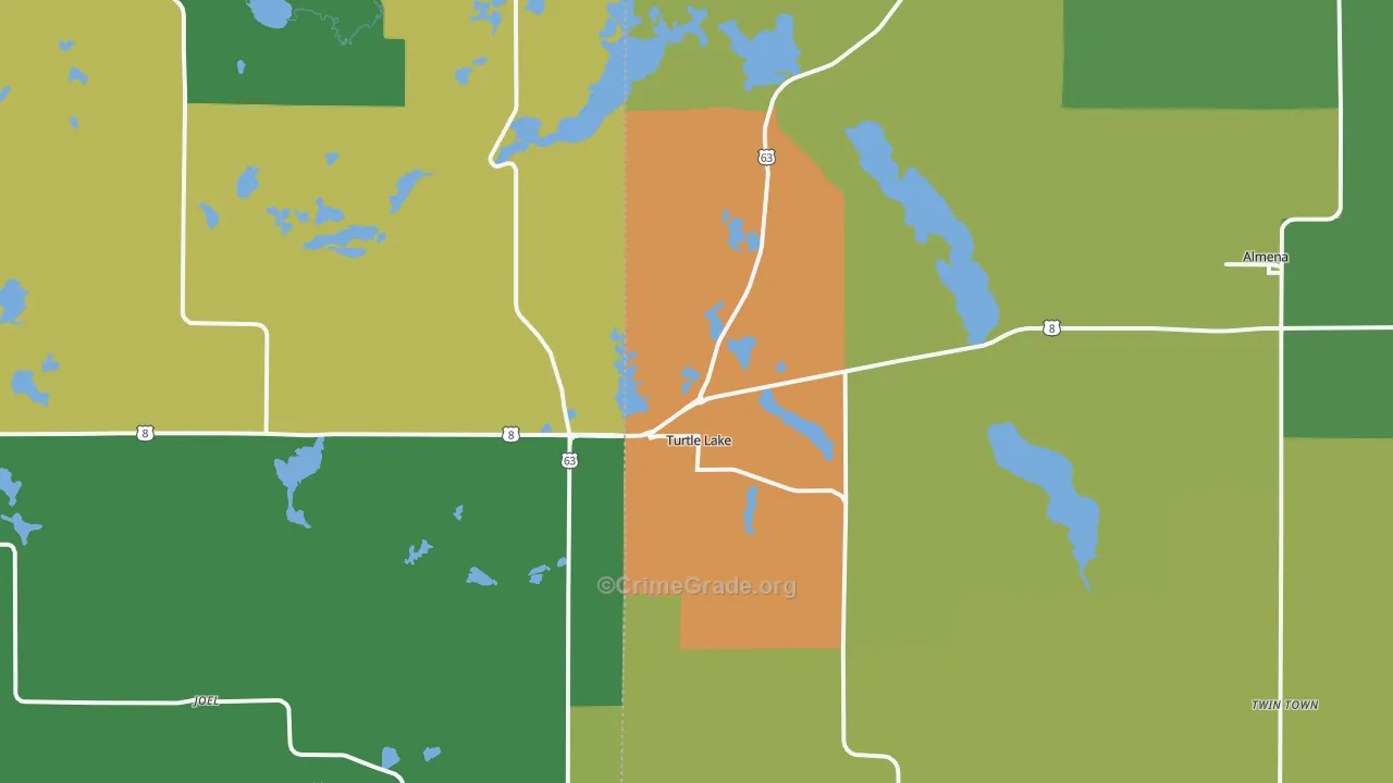 Turtle Lake, WI Map of Drug-Related Crime Rates