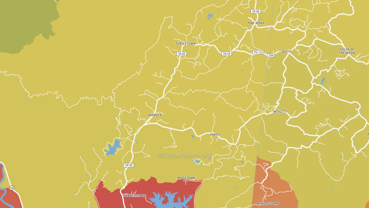 Turtletown, TN Map of Drug-Related Crime Rates