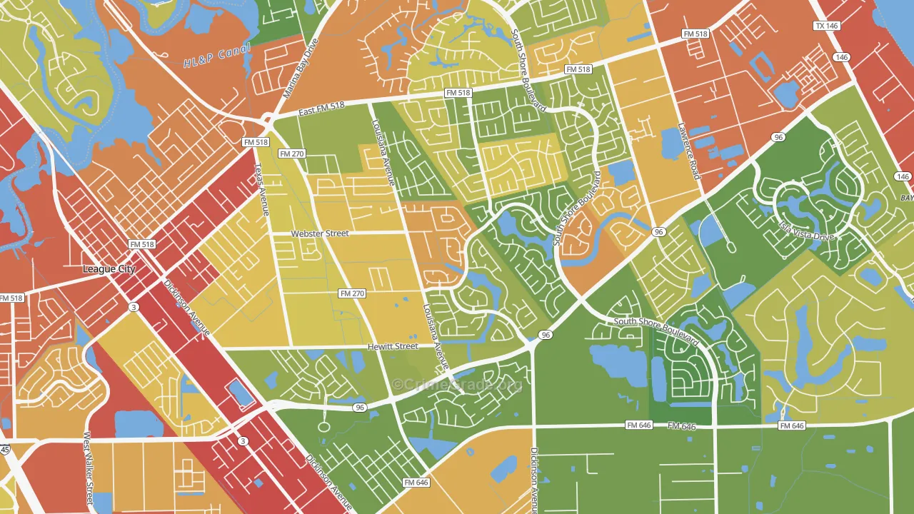 Tuscan Lakes, League City, TX Map of Drug-Related Crime Rates