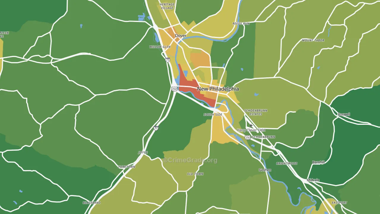 Tuscarawas County, OH Map of Drug-Related Crime Rates
