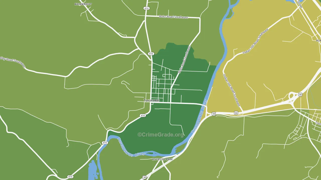 Tuscarawas, OH Map of Drug-Related Crime Rates