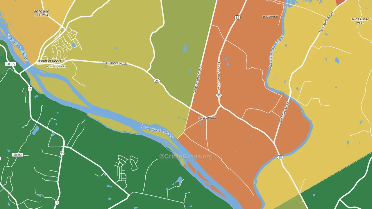 Tuscarora, MD Map of Drug-Related Crime Rates