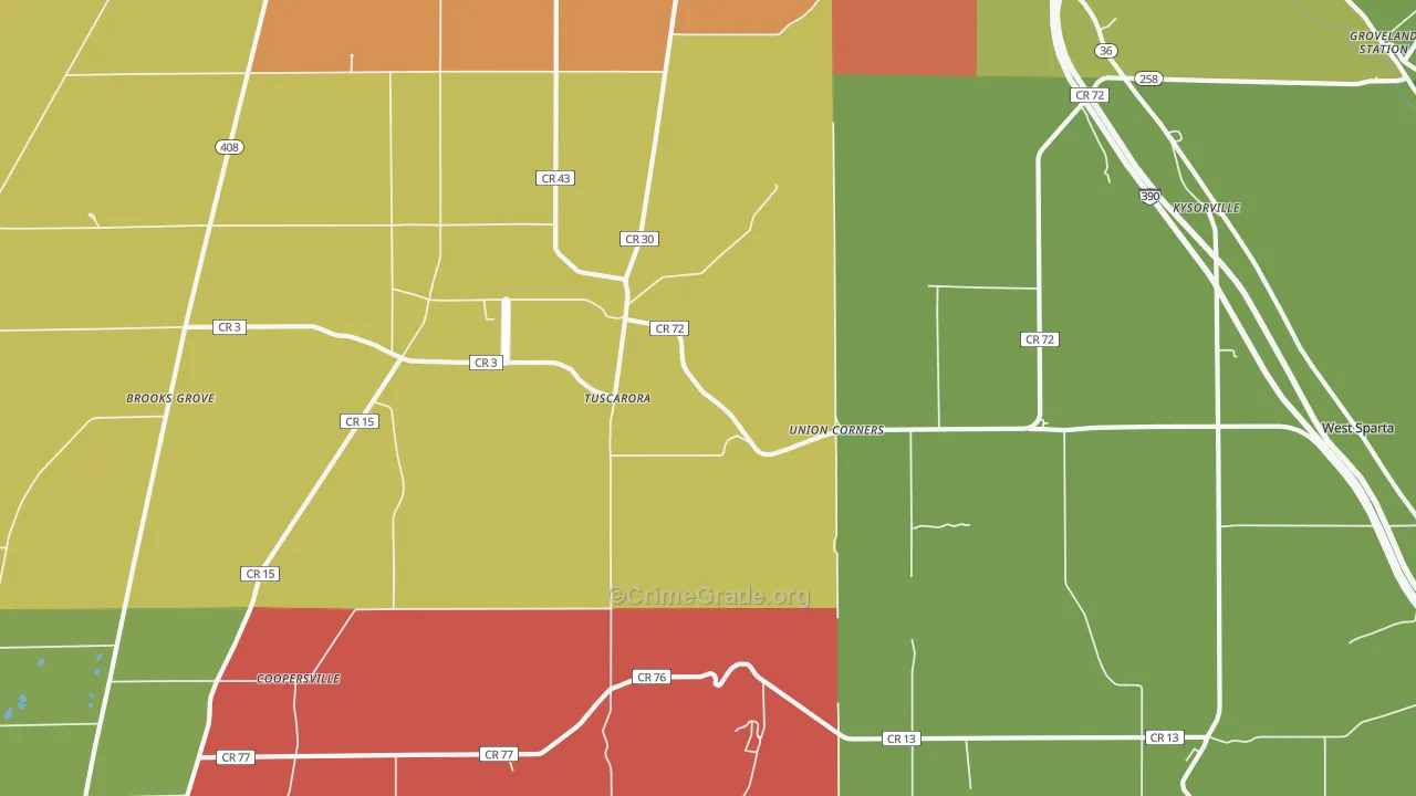Tuscarora, NY Map of Drug-Related Crime Rates