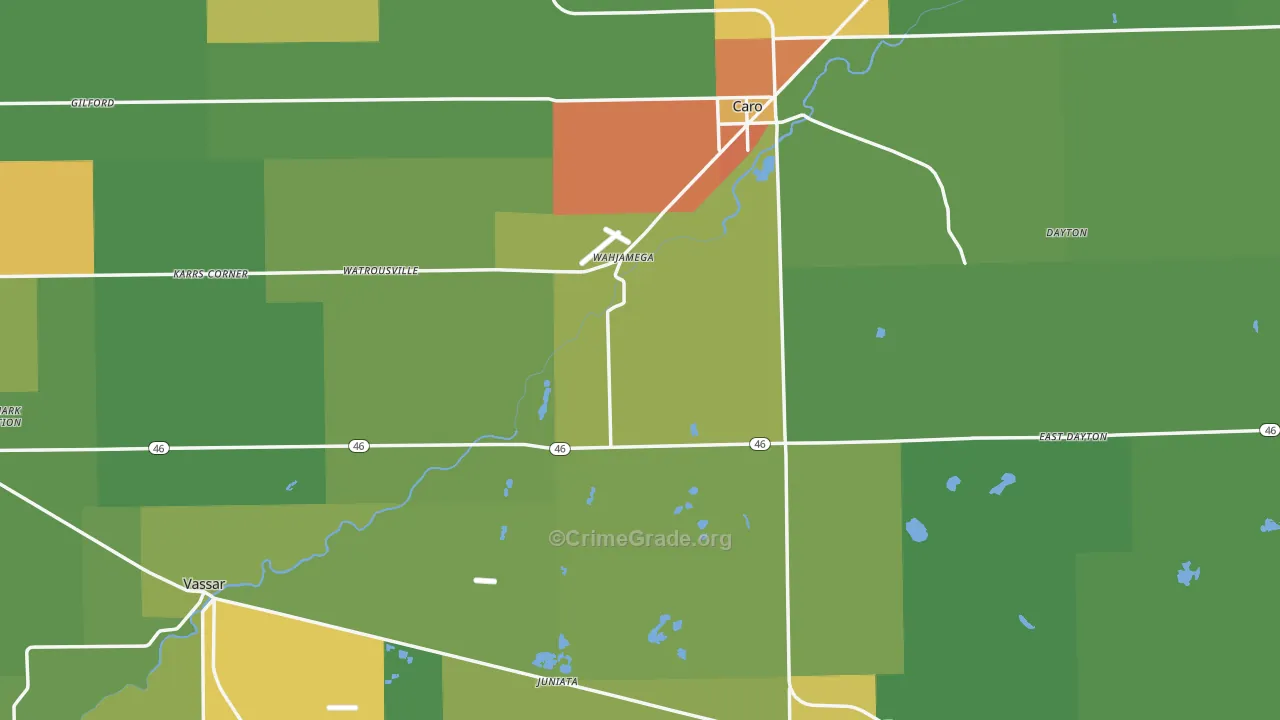 Tuscola County, MI Map of Drug-Related Crime Rates