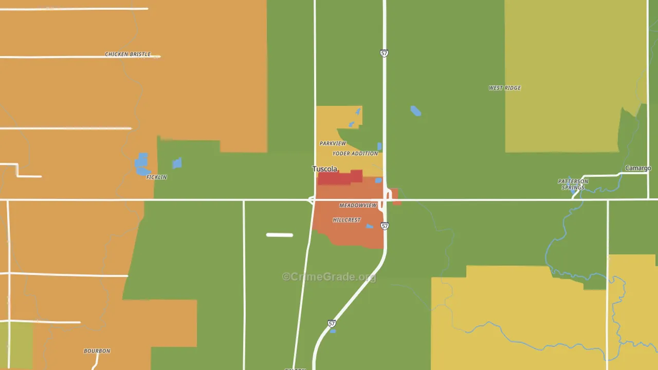 Tuscola, IL Map of Drug-Related Crime Rates