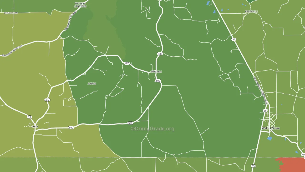 Tuscola, MS Map of Drug-Related Crime Rates