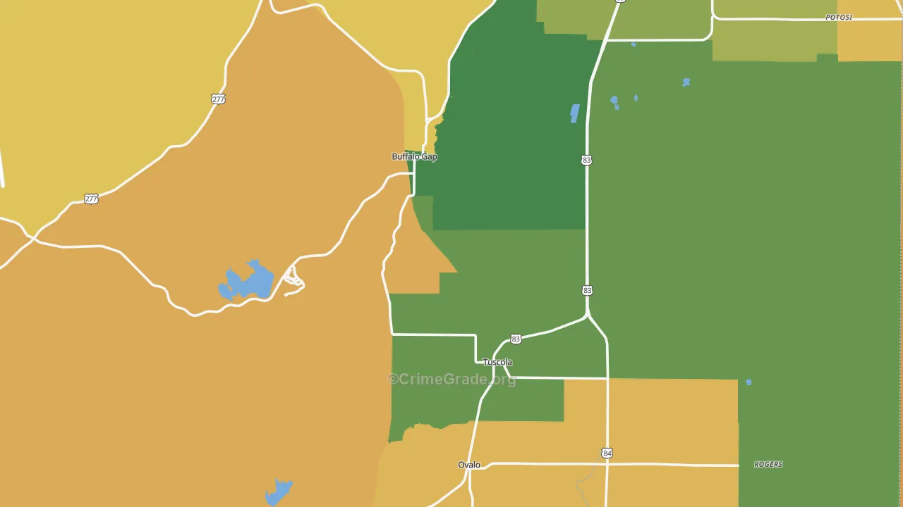 Tuscola, TX Map of Drug-Related Crime Rates