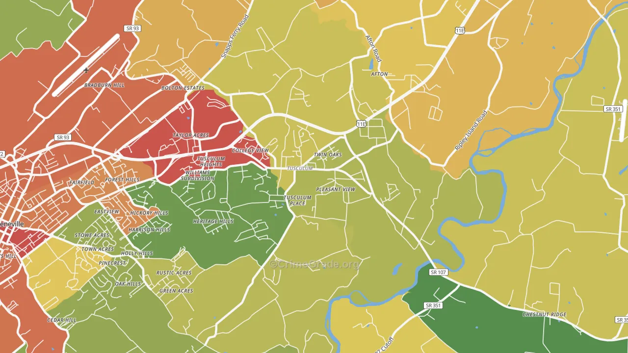 Tusculum, TN Map of Drug-Related Crime Rates