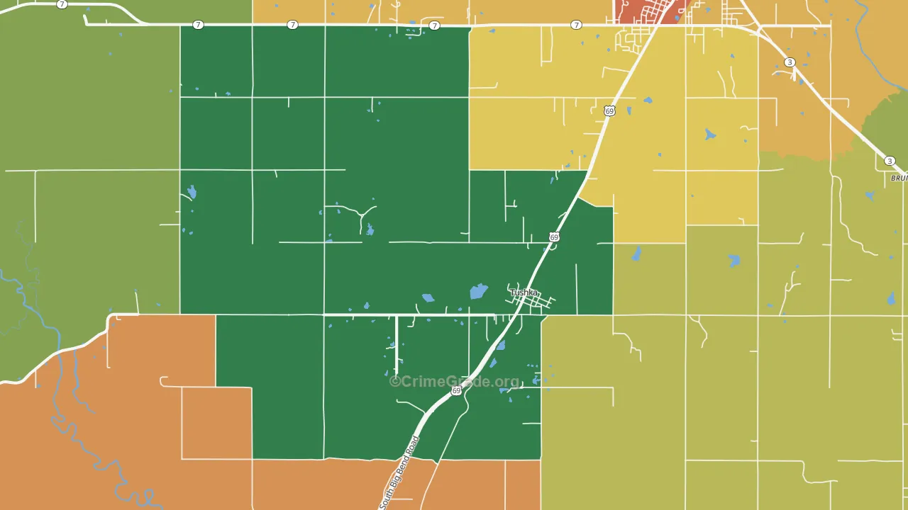 Tushka, OK Map of Drug-Related Crime Rates