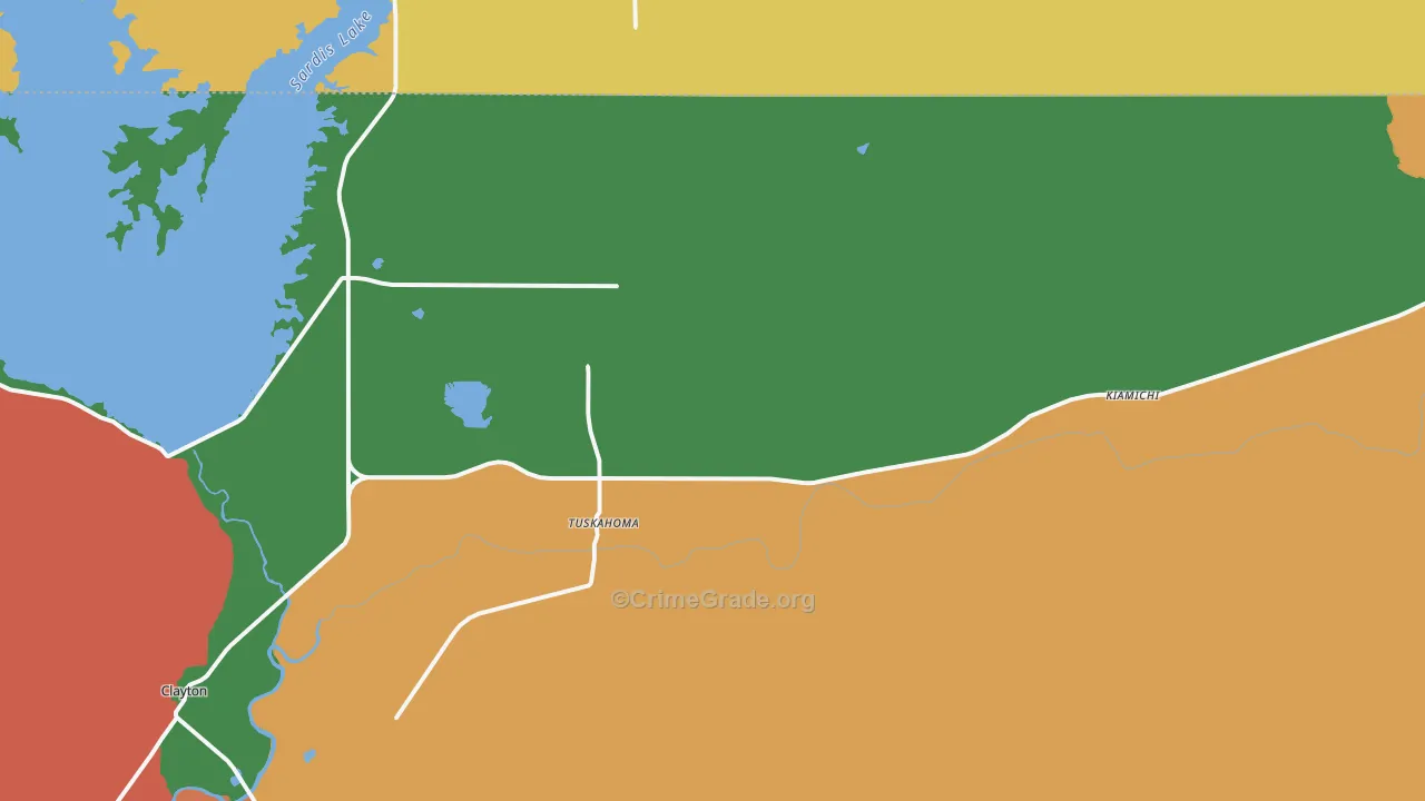 Tuskahoma, OK Map of Drug-Related Crime Rates