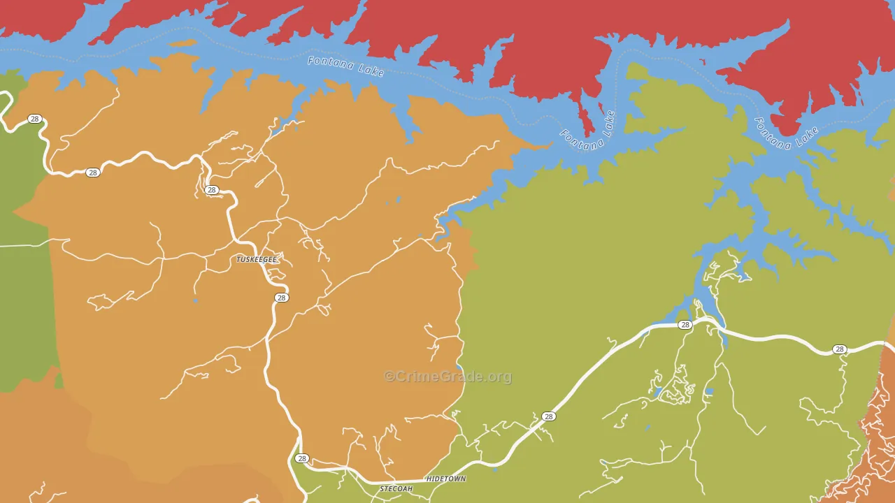 Tuskeegee, NC Map of Drug-Related Crime Rates