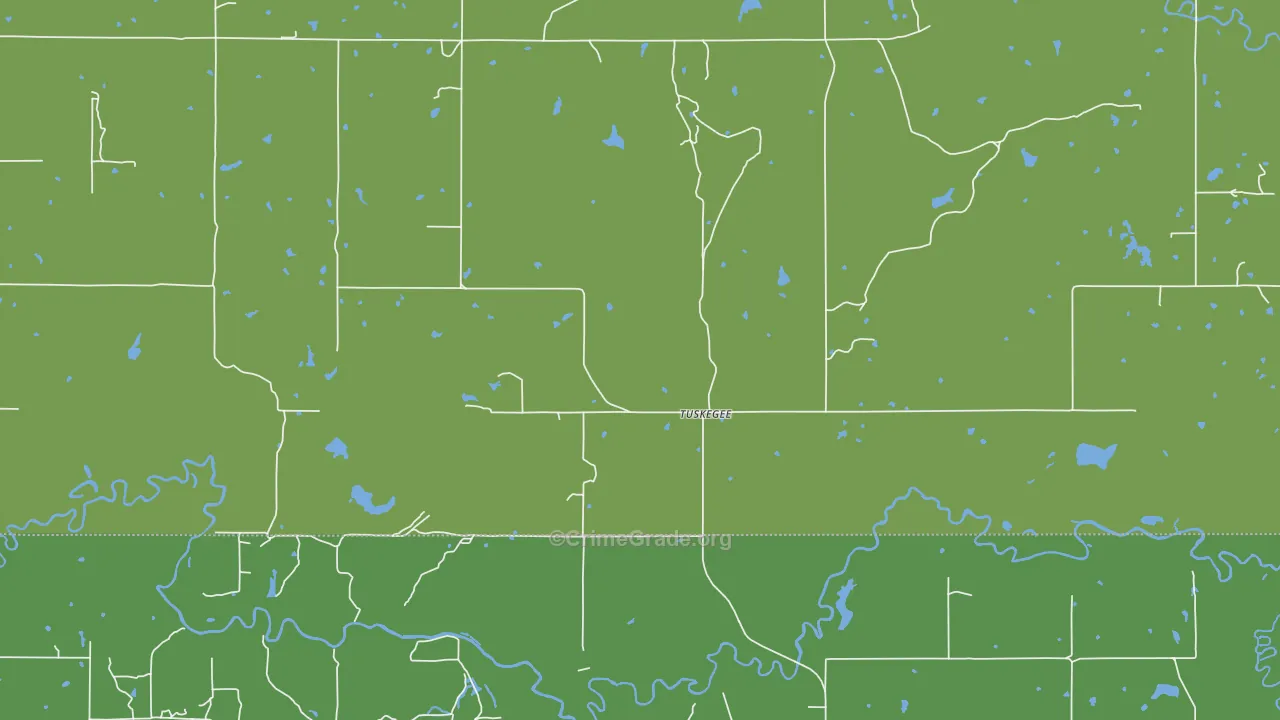Tuskegee, OK Map of Drug-Related Crime Rates