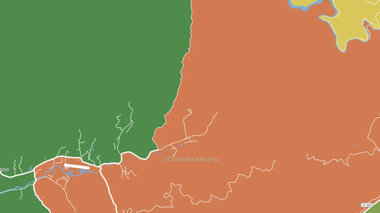 Tusquitee, NC Map of Drug-Related Crime Rates