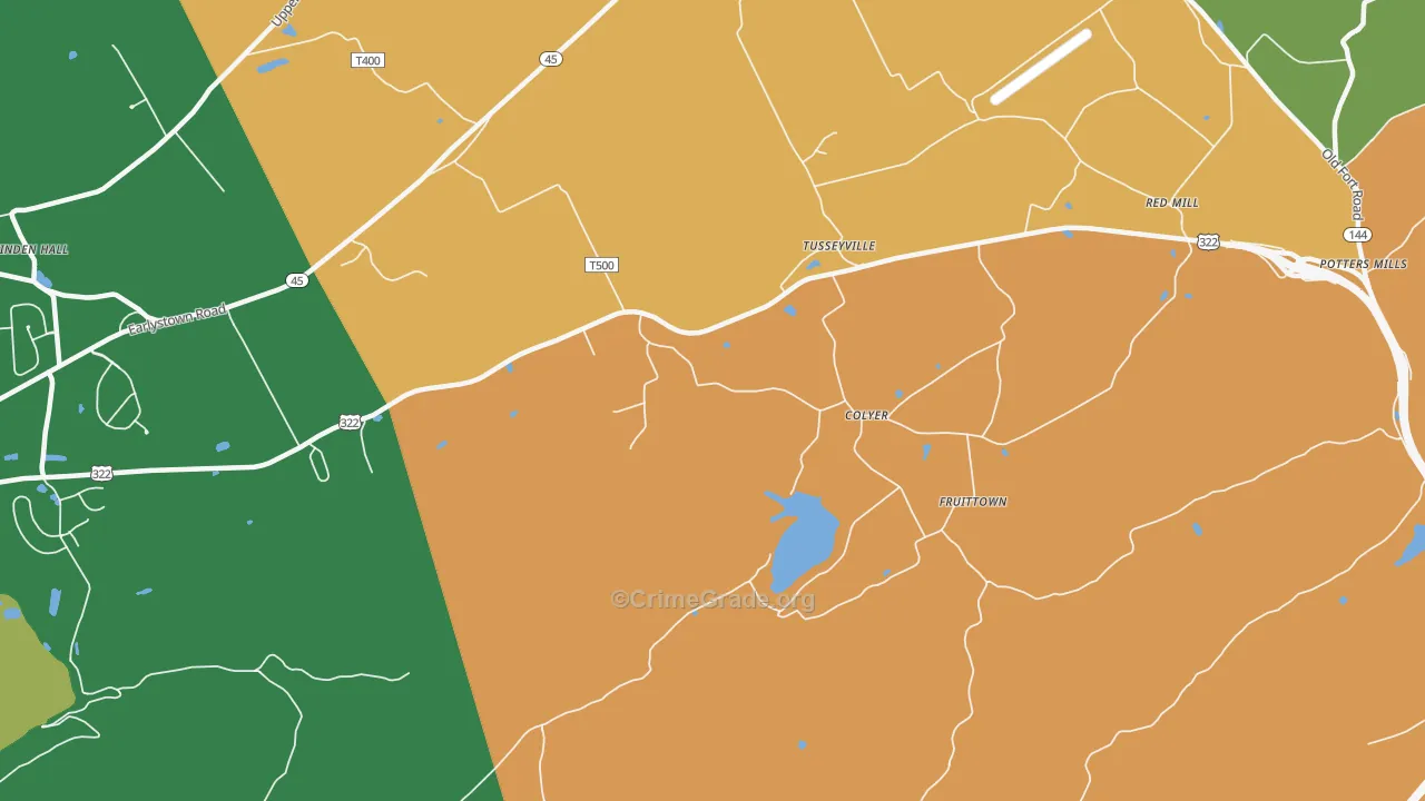 Tusseyville, PA Map of Drug-Related Crime Rates
