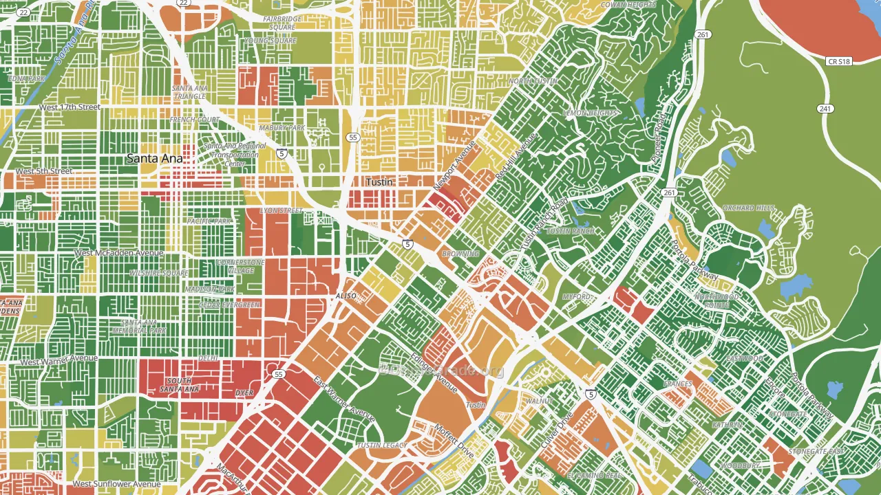 Tustin, CA Map of Drug-Related Crime Rates