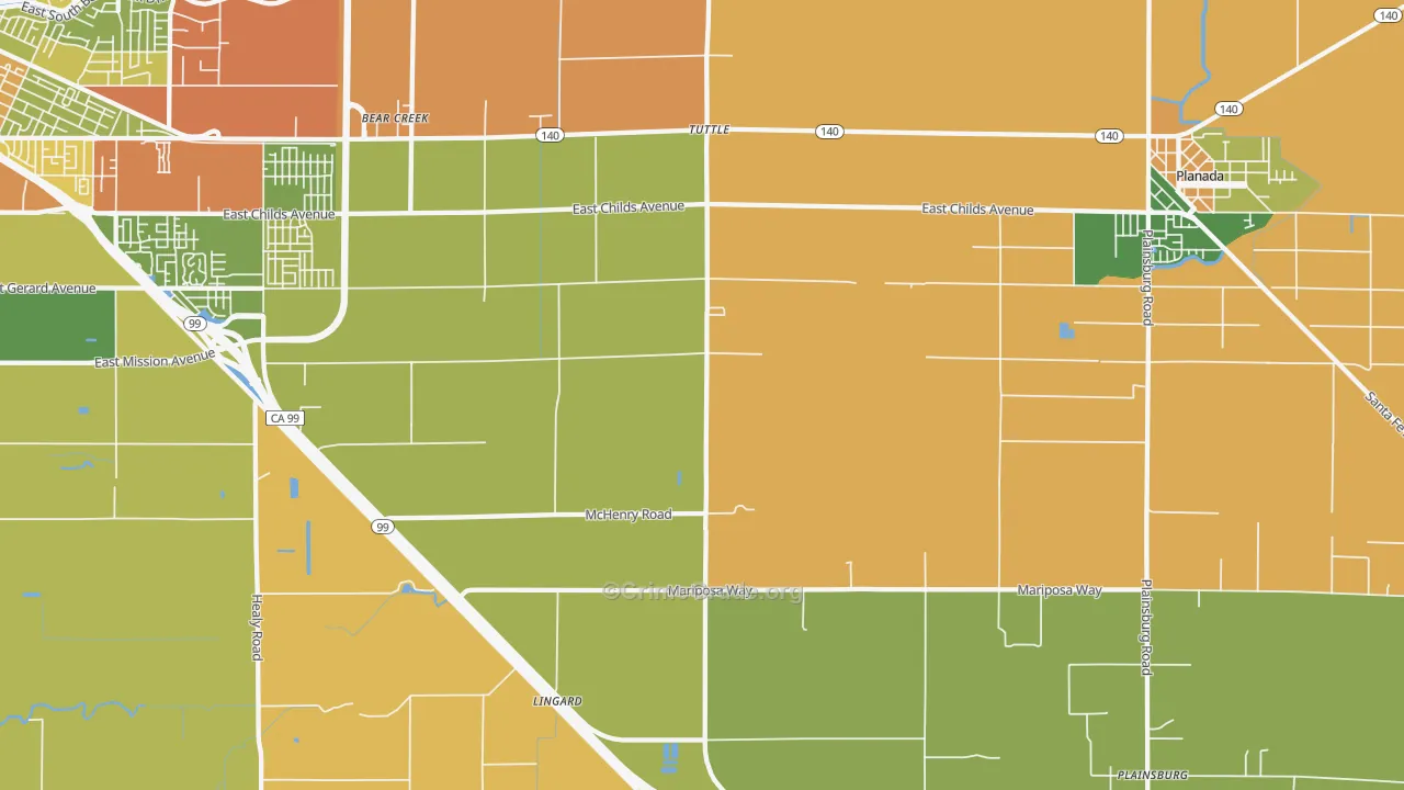 Tuttle, CA Map of Drug-Related Crime Rates