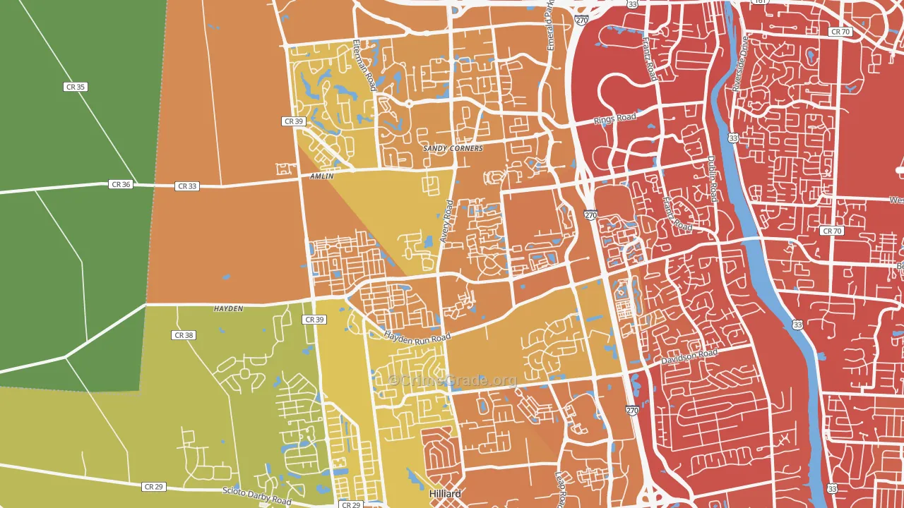 Tuttle West, Dublin, OH Map of Drug-Related Crime Rates