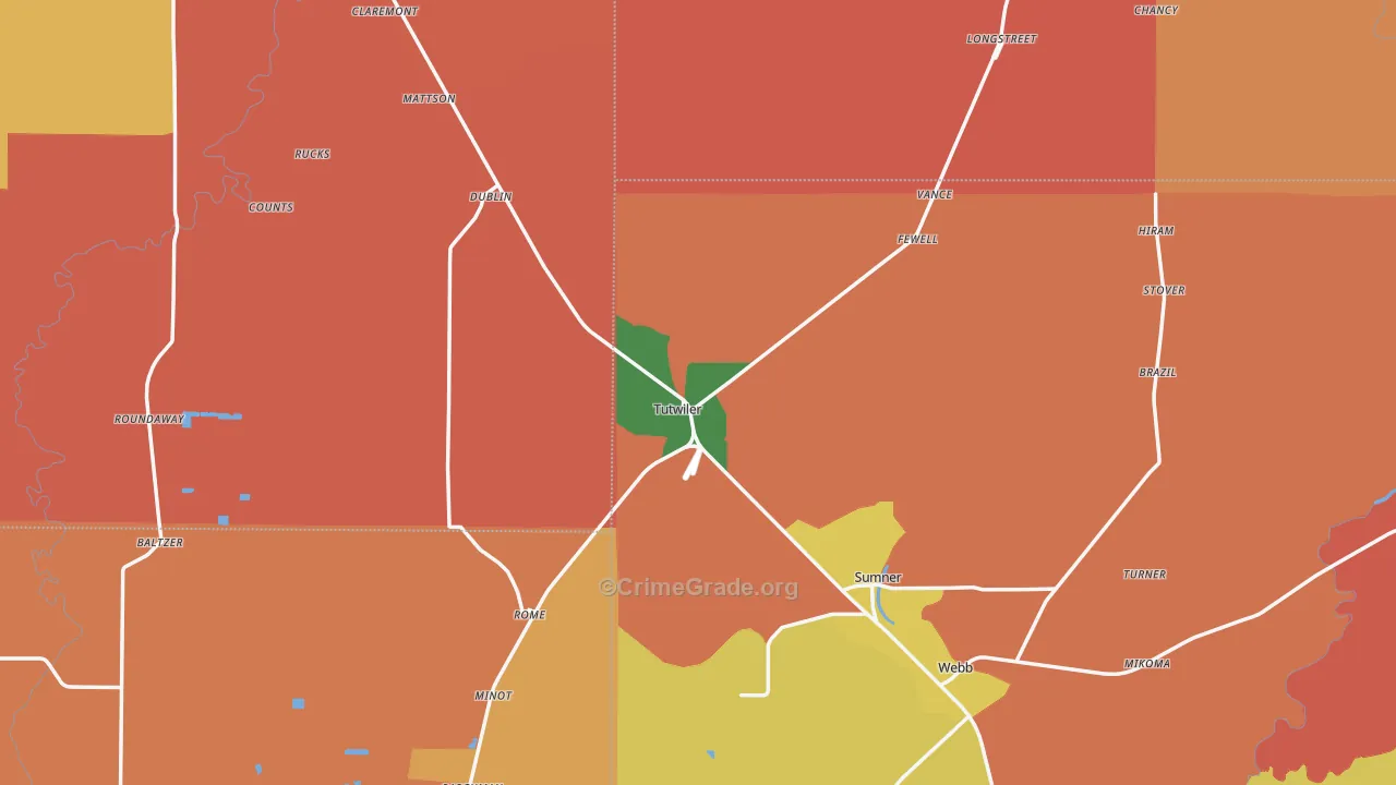 Tutwiler, MS Map of Drug-Related Crime Rates